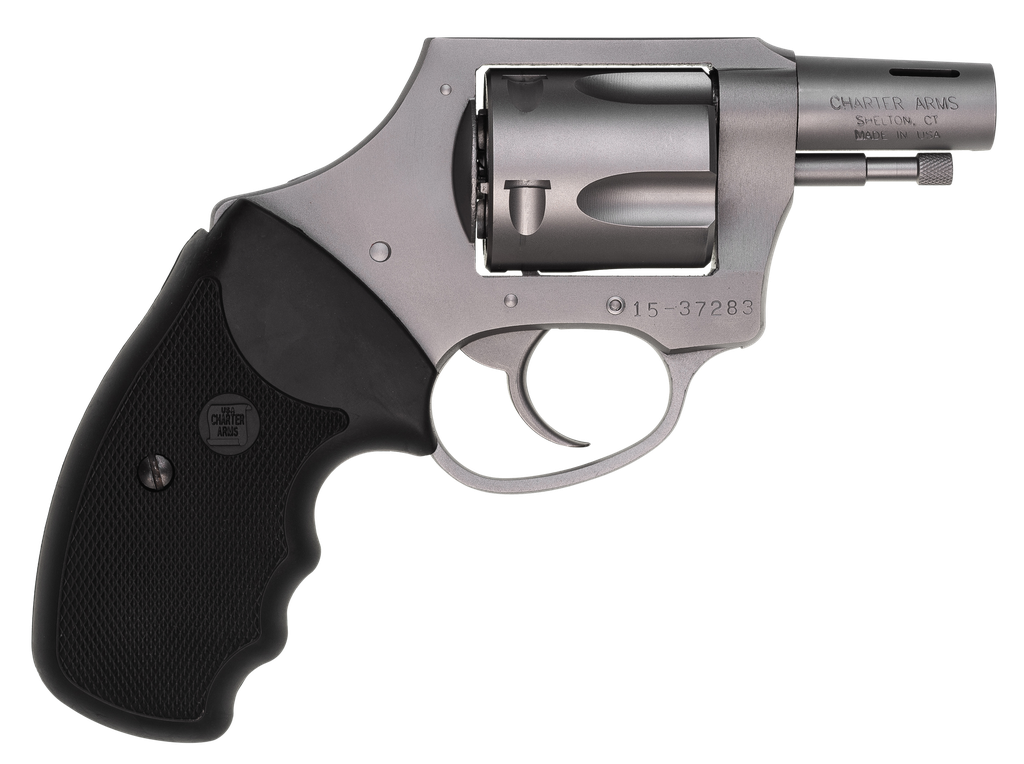 CHARTER ARMS 74429 BOOMER  LARGE 44 SPECIAL, 5 SHOT 2" MATTE STAINLESS STEEL PORTED/TAPERED BARREL, MATTE STAINLESS CYLINDER & FRAME W/BLACK FINGER GROOVED RUBBER GRIP