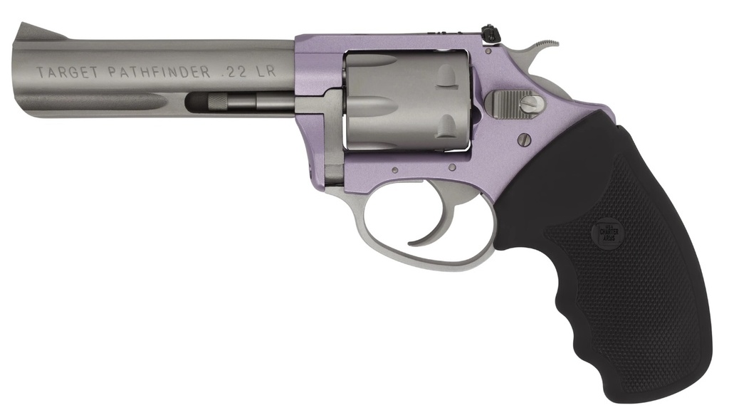 CHARTER ARMS 52242 PATHFINDER LITE 22 LR 8RD 4.20" MATTE STAINLESS STAINLESS STEEL BARREL, LAVENDER ALUMINUM FRAME, MATTE STAINLESS CYLINDER, BLACK FINGER GROOVED RUBBER GRIP, EXPOSED HAMMER