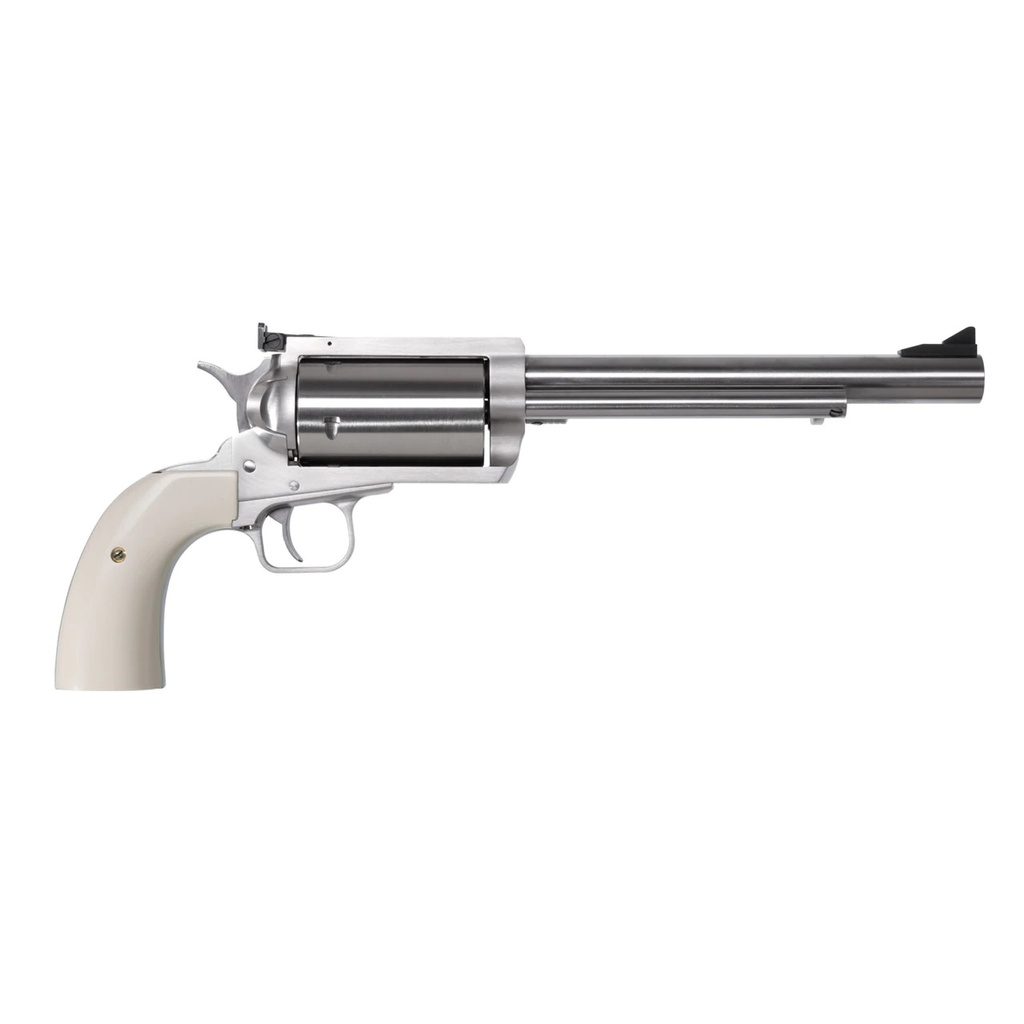MAGNUM RESEARCH BFR45707B BFR LONG CYLINDER EXTRA LARGE 45-70 GOV 5 SHOT 7.50" BRUSHED STAINLESS STEEL BARREL, CYLINDER & FRAME, BISLEY WHITE LAMINATE GRIP, EXPOSED HAMMER