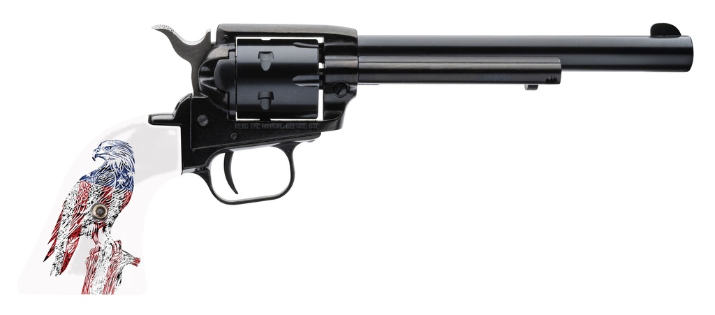 HERITAGE MFG RR22B6-PE ROUGH RIDER  22 LR 6 SHOT 4.75" BLACK OXIDE STEEL BARREL  & CYLINDER, BLACK OXIDE ZINC ALLOY FRAME, PATRIOT EAGLE GRIP, MANUAL SAFETY, EXPOSED HAMMER