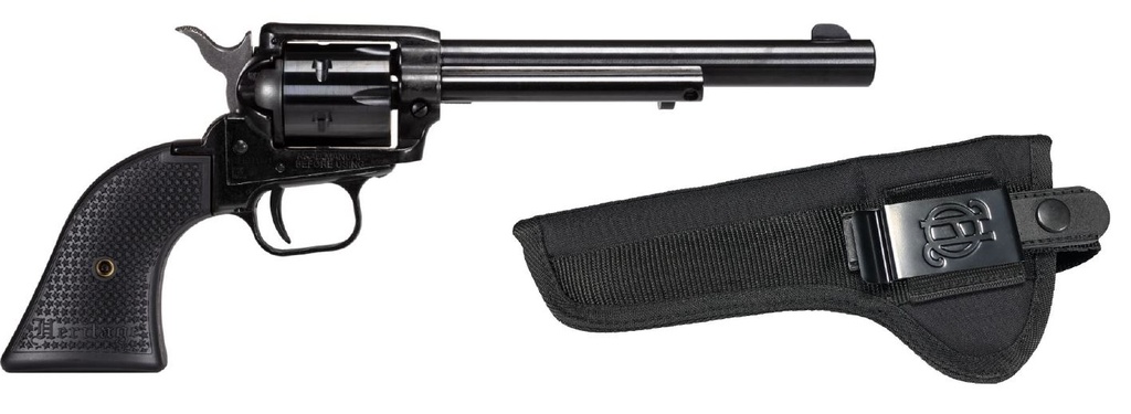 HERITAGE MFG RR22B6PGHOL ROUGH RIDER  22 LR 6 SHOT, 6.50" BLACK OXIDE STEEL BARREL, BLACK OXIDE ZINC ALLOY FRAME, BLACK OXIDE CYLINDER, BLACK POLYMER GRIP, EXPOSED HAMMER