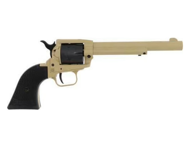 HERITAGE MFG SRR22V6 ROUGH RIDER  22 LR 6 SHOT, 6.50" SABRE SAND CERAKOTE STEEL BARREL & FRAME, BLACK SATIN CYLINDER, BLACK POLYMER GRIP, HAMMER/THUMB SAFETY, EXPOSED HAMMER