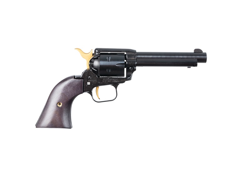 HERITAGE MFG RR22B4-GLD ROUGH RIDER  22 LR 6 SHOT 4.75" BLACK OXIDE ALLOY STEEL BARREL, BLACK W/GOLD ACCENTS ZINC ALLOY FRAME, BLACK OXIDE CYLINDER, BLACK LAMINATE WOOD GRIP