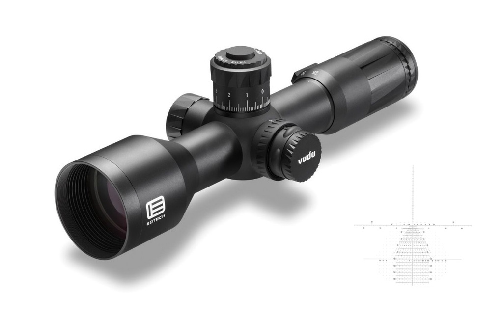 EOTECH VDU525FFTR3 VUDU FFP BLACK ANODIZED 5-25X 50MM 34MM TUBE ILLUMINATED TREMOR 3 MRAD RETICLE FEATURES THROW LEVER