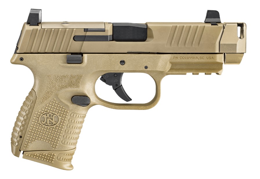 FN 66101794 509C MRD  COMPACT W/COMPENSATOR FRAME 9MM LUGER 4.20" 15+1 12+1 BLACK FLAT DARK EARTH PVD FLAT DARK EARTH