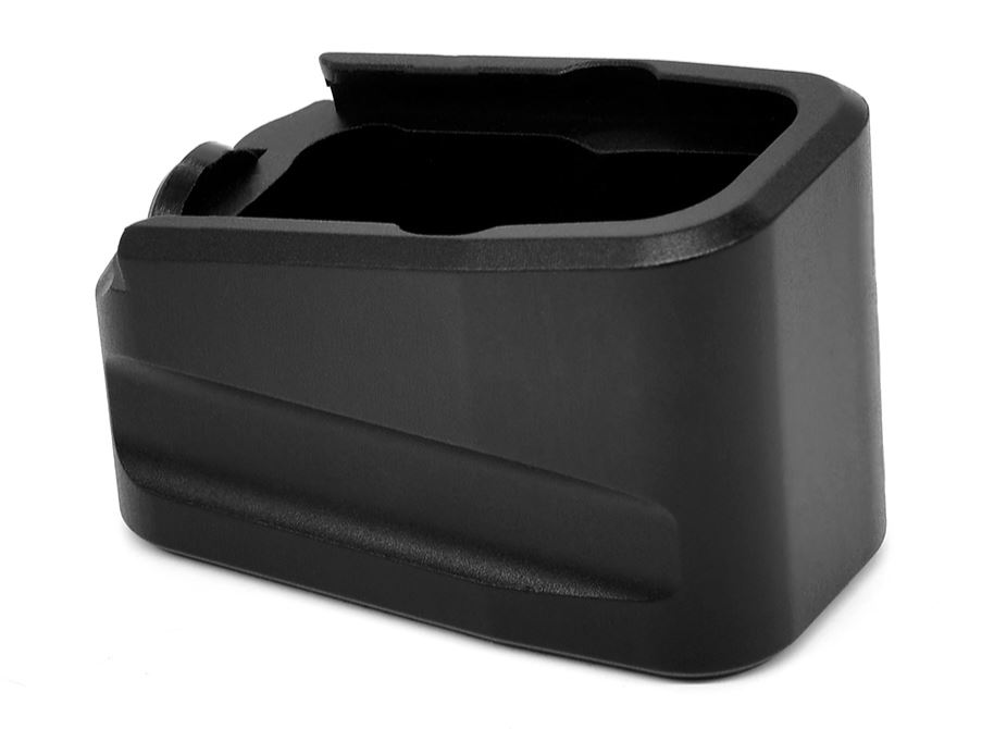 WARNE MEG432BLK MAGAZINE EXTENSION  MADE OF 6061-T6 ALUMINUM WITH HARDCOAT ANODIZED BLACK FINISH FOR GLOCK 43 MAGAZINES (ADDS 2RDS)