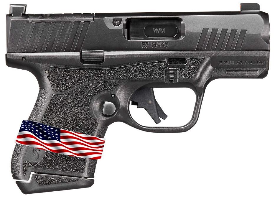 KIMBER MFG, INC 3800004 R7 MAKO LIBERTY SUB-COMPACT FRAME 9MM LUGER 13+1 3.37" BLACK DLC MATCH GRADE BARREL, BLACK FNC NITRIDE OPTIC READY/SERRATED STAINLESS STEEL SLIDE, BLACK POLYMER FRAME
