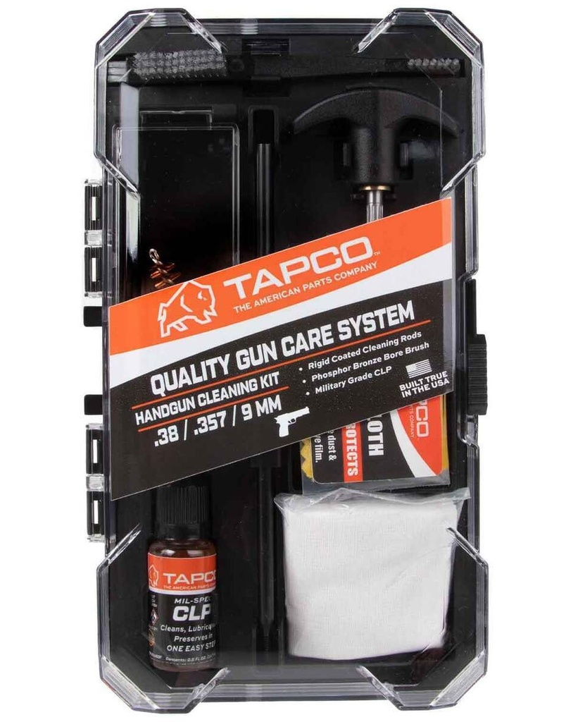 TAPCO TAP22080  HANDGUN CLEANING KIT 38/357/9MM HANDGUN BLACK