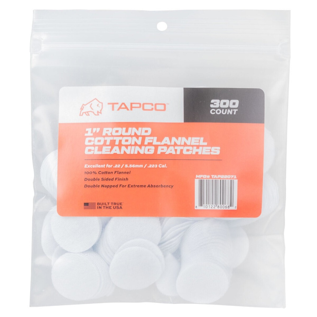 TAPCO TAP22071  ROUND PATCHES 22-270 CAL 1" COTTON 300 CT