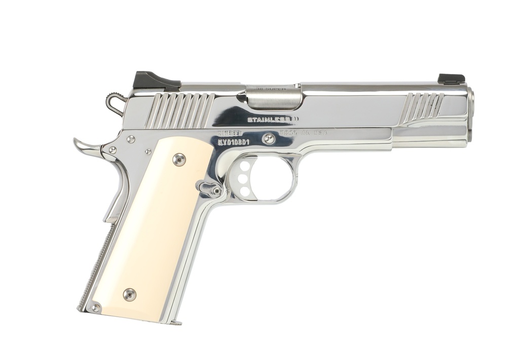 KIMBER MFG.,INC 3200397 HIGH POLISHED  38 SUPER 9+1 5" FRONT SERRATIONS STAINLESS STEEL SLIDE HIGH POLISHED BONDED SMOOTH IVORY GRIP