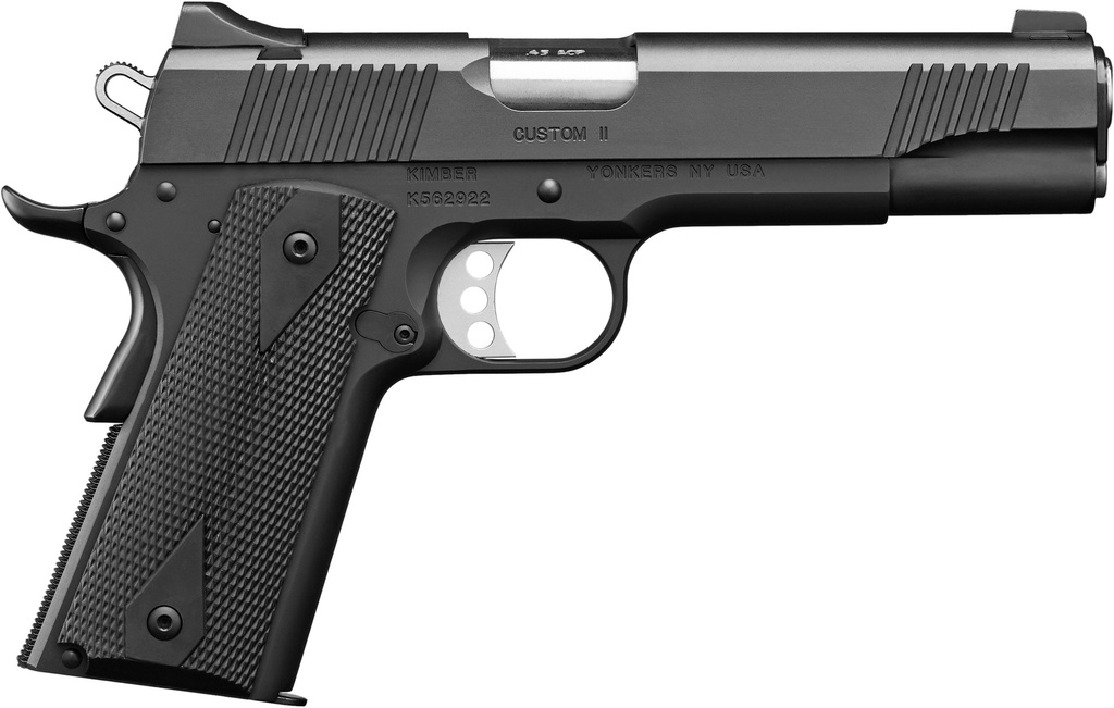 KIMBER MFG.,INC 3200001CA CUSTOM II (CA) 45 ACP 7+1 5" MATTE BLACK FRONT SERRATIONS STEEL SLIDE BLACK SYNTHETIC DOUBLE DIAMOND GRIP