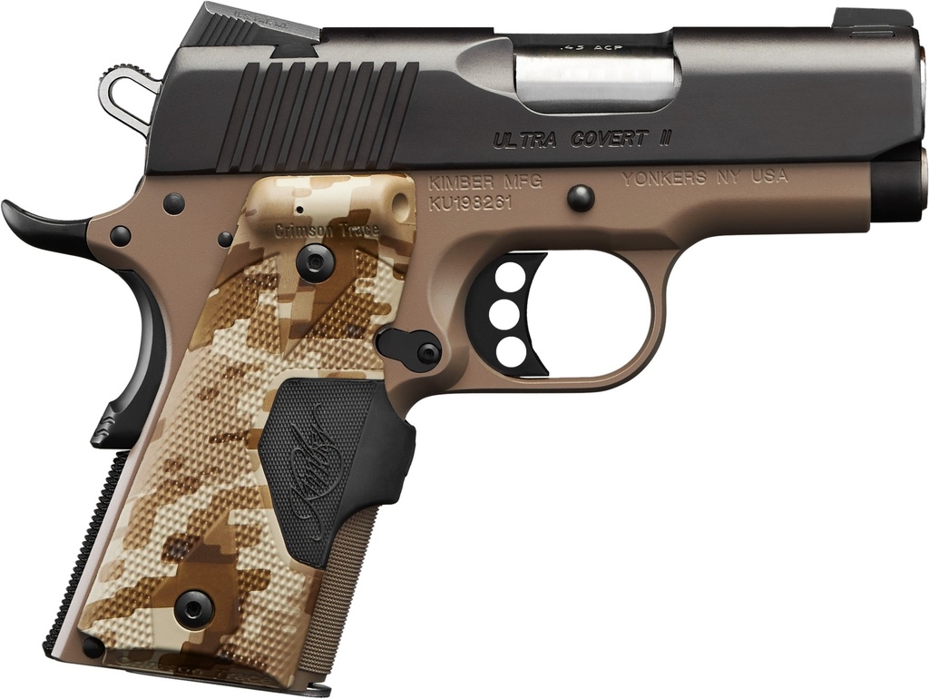 KIMBER MFG.,INC 3200167CA ULTRA COVERT II (CA) 45 ACP 7+1 3" MATTE BLACK STEEL SLIDE DARK EARTH KIMPRO II DIGITAL CAMO W/ KIMBER LOGO GRIP