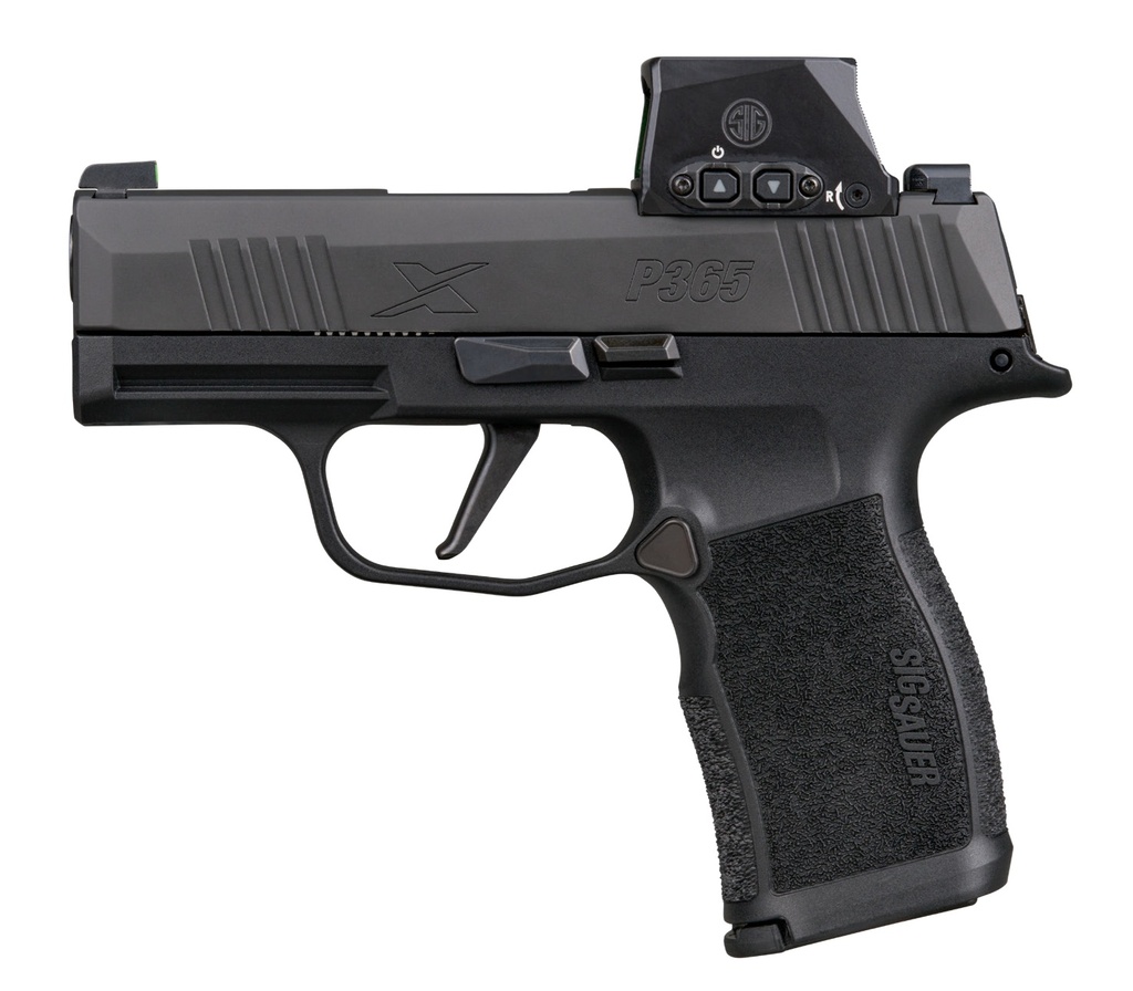 SIG SAUER 365X9BXR3RXSL P365X W/ROMEO-X SIG LOC 9MM LUGER 12+1 3.10" BLACK BARREL, BLACK NITRON STAINLESS STEEL SERRATED W/OPTIC SLIDE, BLACK POLYMER FRAME W/ACCESSORY RAIL, SIG ROMEO-X SIG-LOC