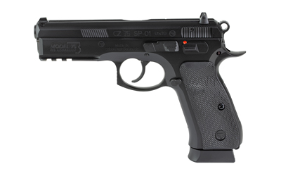 CZ-USA  75 SP-01 50TH ANNIVERSARY ELITE 9MM LUGER 19+1 4.60" BLACK STEEL BARREL & 50TH ANNIVERSARY ENGRAVED/SERRATED SLIDE, BLACK POLYCOAT STEEL FRAME W/PICATINNY RAIL & BEAVERTAIL, BLACK RUBBER GRIP