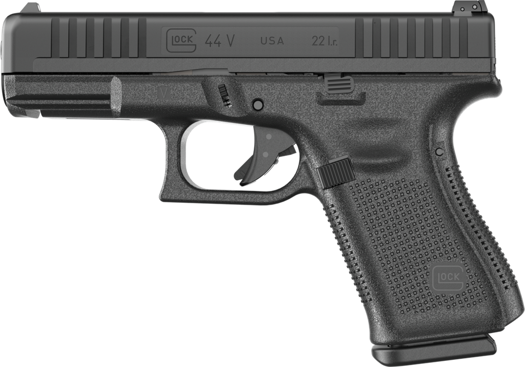 GLOCK UV4450101 G44 V COMPACT 22 LR 10+1 4.02" BLACK GMB BARREL, MATTE BLACK SERRATED SLIDE, BLACK POLYMER FRAME W/ACCESSORY RAIL, INTERCHANGEABLE BACKSTRAP GRIP