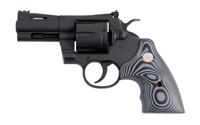 COLT MFG PYTHONBM3FO PYTHON  357 MAG/38 SPECIAL 6 SHOT 3" MATTE BLUED VENT RIB CARBON STEEL BARREL, CYLINDER & FRAME, BLACK/GRAY G10 GRIP, EXPOSED HAMMER