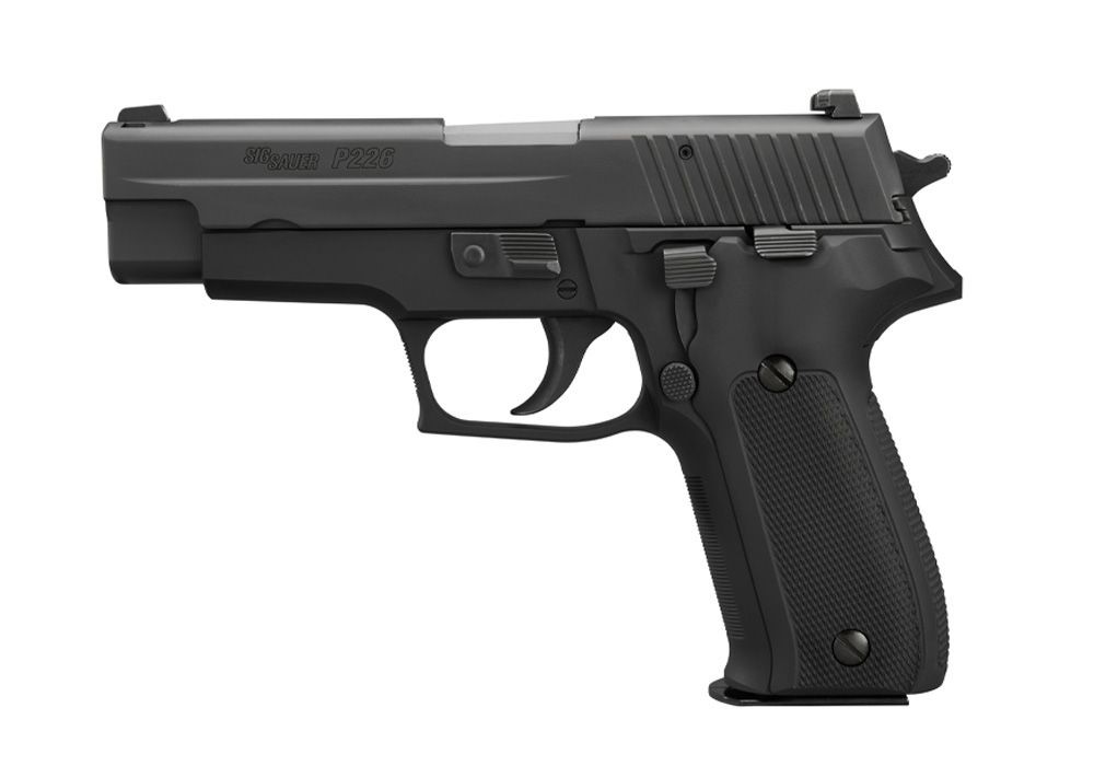 SIG SAUER E26940YR P226 40TH ANNIVERSARY FULL SIZE FRAME 9MM LUGER 15+1 4.40" BLACK STEEL BARREL, BLACK NITRON SERRATED STAINLESS STEEL SLIDE, BLACK ANODIZED ALUMINUM FRAME ,RETRO HOGUE ALLOY GRIP