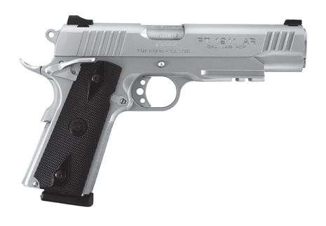 TAURUS 1191109SS1 1911  45 ACP 8+1 5" BARREL, OVERALL MATTE STAINLESS STEEL FINISH, PICATINNY RAIL/BEAVERTAIL FRAME, SERRATED SLIDE & CHECKERED POLYMER GRIP INCLUDES 2 MAGS