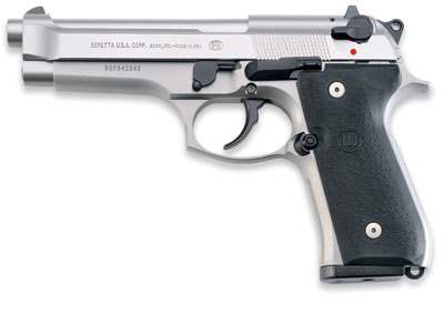 BERETTA USA JS92F510 92FS INOX FULL SIZE FRAME 9MM LUGER 10+1 4.90" SATIN STEEL BARREL, SATIN STAINLESS STEEL SERRATED SLIDE, SATIN ANODIZED ALUMINUM FRAME, BLACK STIPPLED RUBBER GRIP