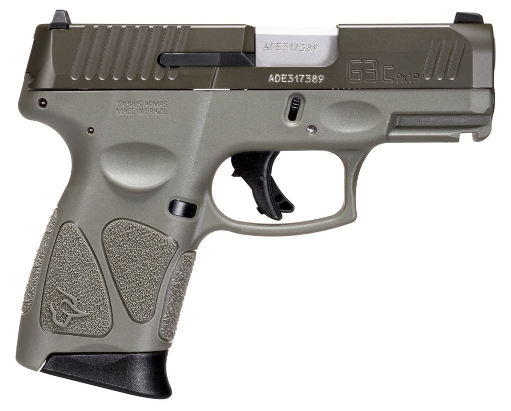 TAURUS 1-G3C93BO G3C  9MM LUGER 12+1 3.26" MATTE STAINLESS STEEL BARREL MIL-SPEC GREEN CERAKOTE ALLOY STEEL SERRATED SLIDE