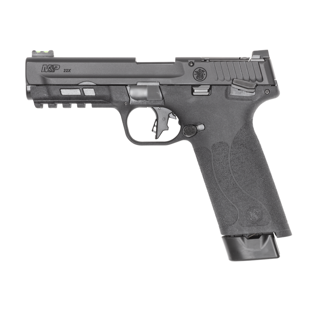 SMITH & WESSON 14312 M&P 22X FULL SIZE FRAME 22 LR 20+1 4.10" BLACK ARMORNITE THREADED BARREL, BLACK ARMORNITE OPTIC CUT/SERRATED SLIDE, BLACK POLYMER FRAME W/PICATINNY RAIL, TEXTURED GRIP
