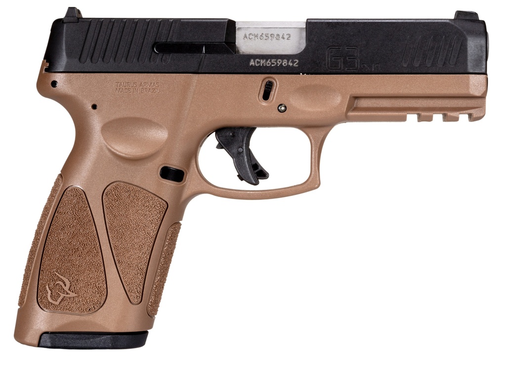 TAURUS 1-G3B941B-15 G3  FULL SIZE FRAME 9MM LUGER 15+1 4" STAINLESS STEEL BARREL, BLACK STAINLESS STEEL SERRATED SLIDE, BROWN POLYMER FRAME W/PICATINNY RAIL