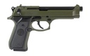 BERETTA USA J92F300GR15 92FS  FULL SIZE FRAME 9MM LUGER 15+1 4.90" BLACK STEEL BARREL, OD GREEN CERAKOTE SERRATED SLIDE, OD GREEN CERAKOTE ALUMINUM FRAME W/BEAVERTAIL, BLACK TEXTURED GRIP