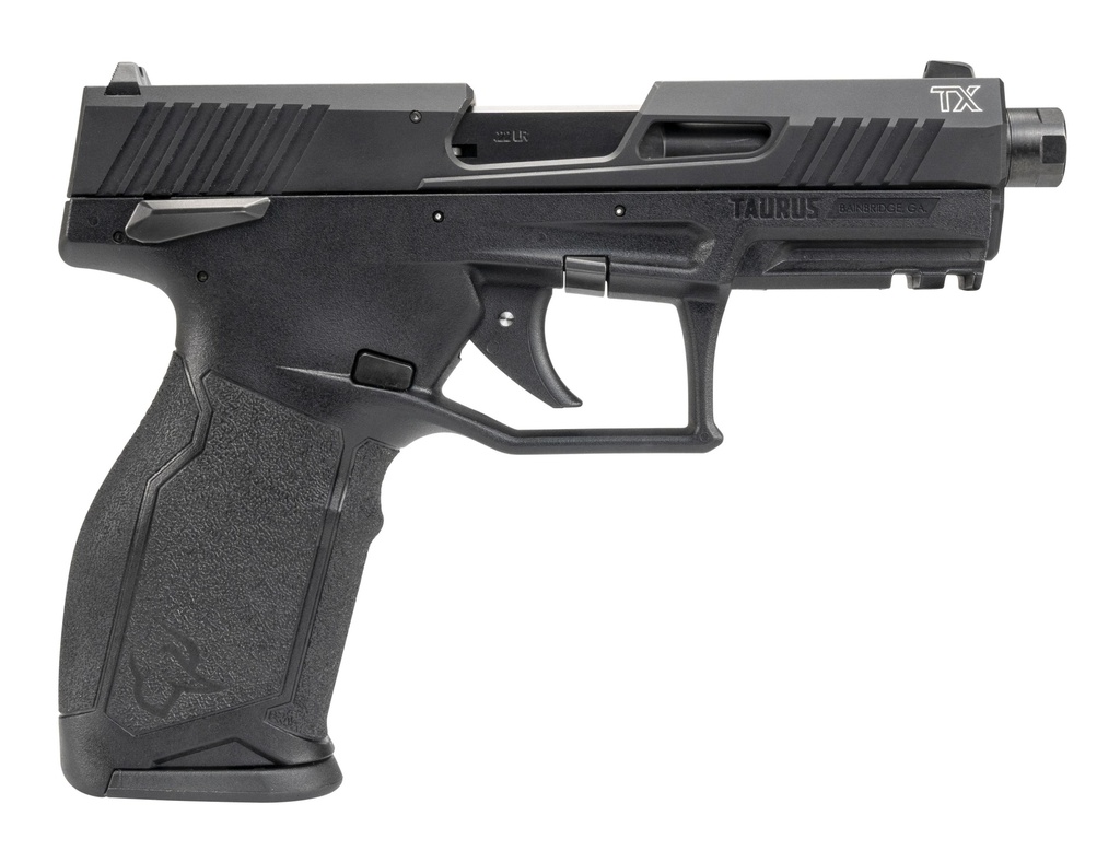 TAURUS 1-2TX22141-10 2TX  FULL SIZE FRAME 22 LR 10+1 4.60" MATTE BLACK THREADED BARREL, BLACK ANODIZED SERRATED SLIDE, MATTE BLACK POLYMER FRAME W/PICATINNY RAIL, TEXTURED GRIP