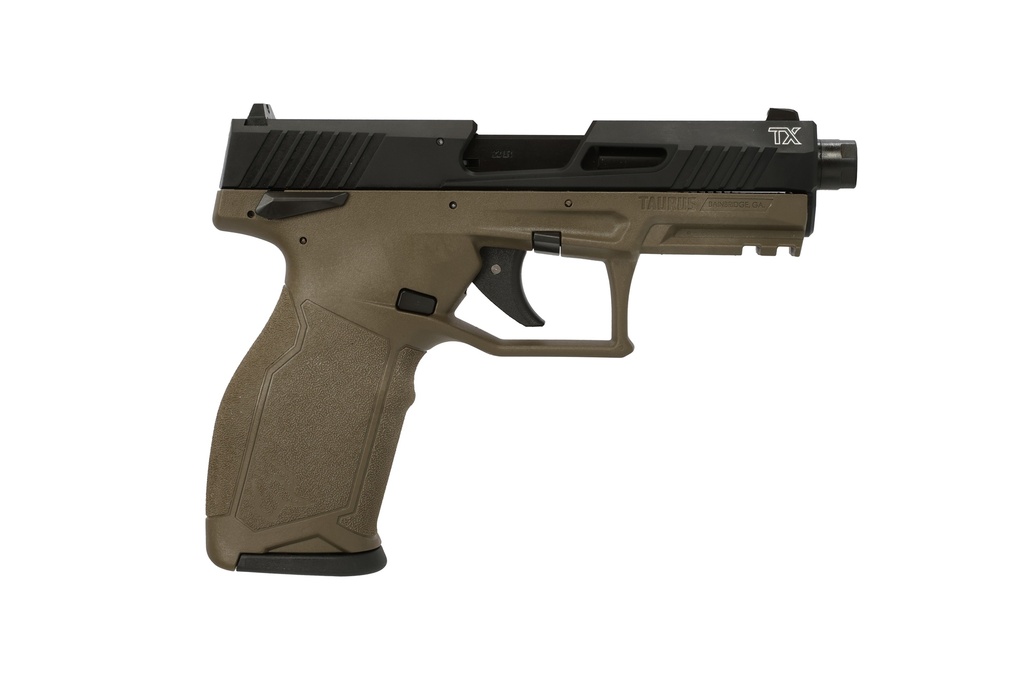 TAURUS 1-2TX22141O 2TX  FULL SIZE FRAME 22 LR 22+1 4.60" MATTE BLACK THREADED BARREL, BLACK ANODIZED SERRATED SLIDE, OD GREEN POLYMER FRAME W/PICATINNY RAIL, TEXTURED GRIP
