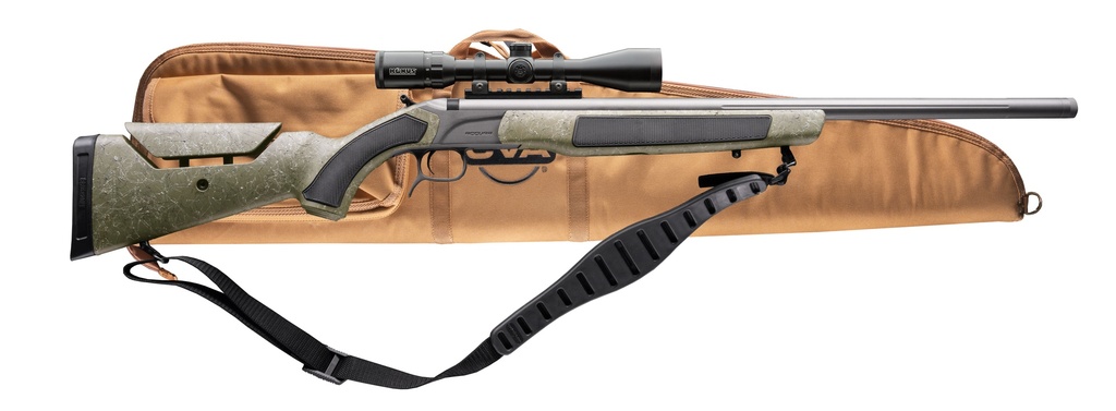 CVA PR3233NSCP ACCURA MR-X 50 CAL 26" TUNGSTEN CERAKOTE FLUTED THREADED BARREL, DRILLED & TAPPED RECEIVER, ADJUSTABLE BLACK/GRAY WEBBING SYNTHETIC STOCK, KONUSPRO 309X40MM IR W/BDC, SOFT RIFLE CASE
