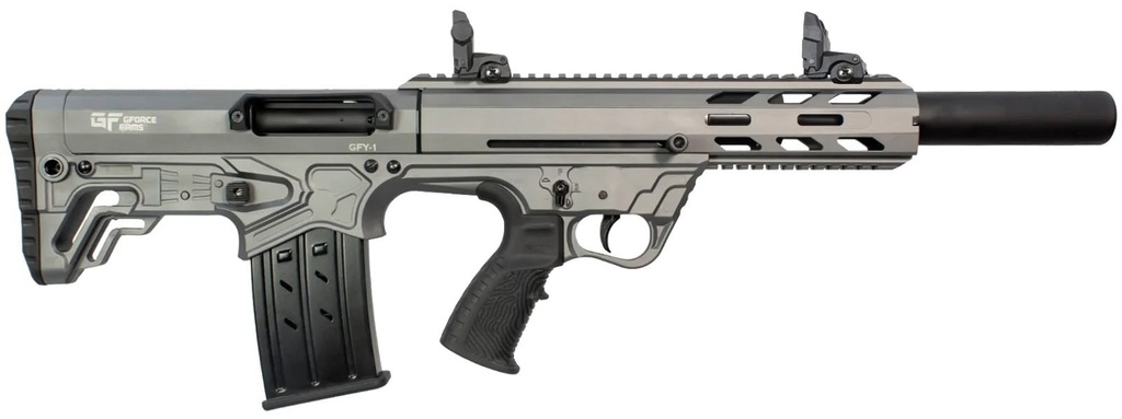 GFORCE ARMS GFY11220TG GFY-1 USA 12 GAUGE SEMI-AUTO 3" 5+1 18.50" BLACK THREADED BARREL, TACTICAL GRAY CERAKOTE ALUMINUM RECEIVER W/PICATINNY RAIL, GRAY BULLPUP POLYMER STOCK, POLYMER GRIP