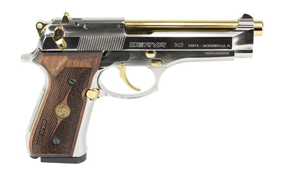 DERYA FIREARMS MELIK9.NG.TR MELIK  9MM LUGER 17+1 4.90" GOLD TIN STEEL BARREL, BLACK MELONITE SERRATED STEEL SLIDE,  BLACK ALUMINUM FRAME, BLACK POLYMER GRIP