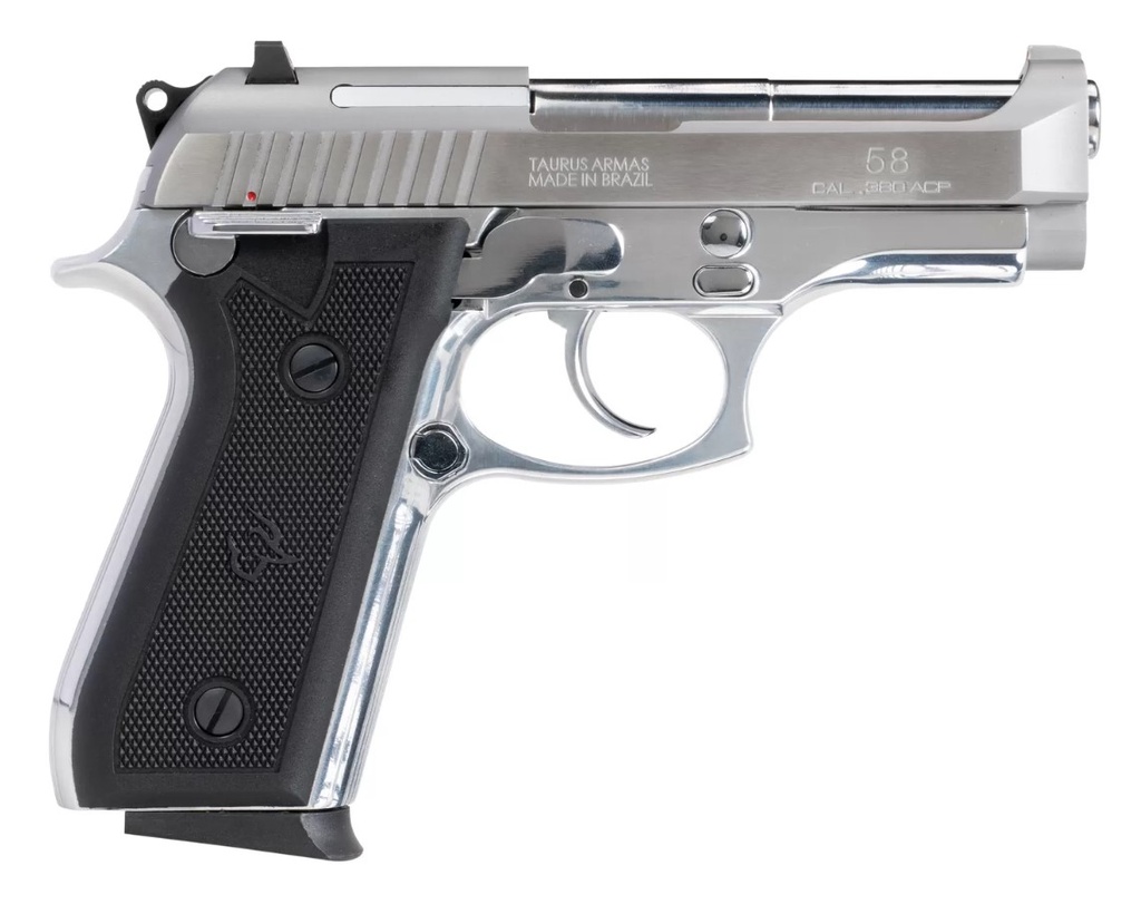 TAURUS 1-58149 58  380 ACP 15+1 4" MATTE STAINLESS STEEL BARREL, MATTE SERRATED STAINLESS STEEL SLIDE, MATTE STAINLESS ALUMINUM FRAME W/BEAVERTAIL, BLACK POLYMER GRIP