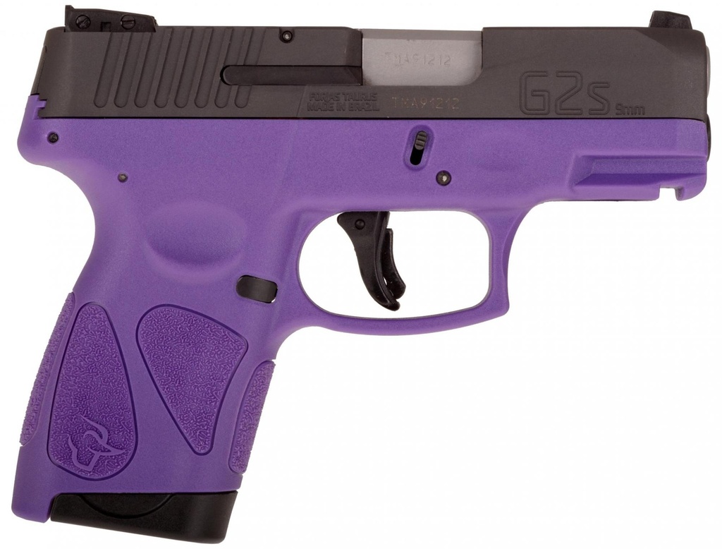 TAURUS 1-G2S931DP G2S  COMPACT FRAME 9MM LUGER 7+1 3.26" MATTE STAINLESS STEEL BARREL, MATTE BLACK SERRATED ALLOY STEEL SLIDE, DARK PURPLE POLYMER FRAME W/PICATINNY RAIL & POLYMER GRIP, RIGHT HAND
