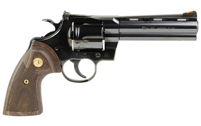 COLT MFG PYTHONBP5WTS PYTHON  357 MAG38 SPECIAL 6 SHOT 5" BLUED CARBON STEEL VENT RIB BARREL, CYLINDER & FRAME, WOOD GRIP, EXPOSED HAMMER