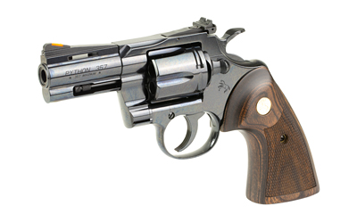 COLT MFG PYTHONBP3WTS PYTHON  357 MAG/38 SPECIAL 6 SHOT 3" BLUED CARBON STEEL VENT RIB BARREL, CYLINDER & FRAME, WOOD GRIP, EXPOSED HAMMER