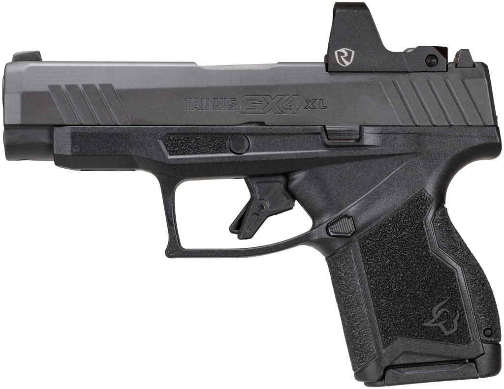 TAURUS 1GX4XLP94110R GX4XL T.O.R.O. MICRO-COMPACT FRAME 9MM LUGER 10+1 3.70" BLACK DLC STEEL BARREL, BLACK GAS NITRIDE OPTIC CUT/SERRATED ALLOY STEEL SLIDE, BLACK POLYMER FRAME & GRIP, RIGHT HAND