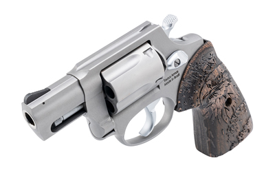 TAURUS 2-605029-US2 605  SMALL 357 MAG/38 SPECIAL +P 5 SHOT 2" MATTE STAINLESS STEEL BARREL & FRAME, POLISHED CYLINDER, CUSTOM DESIGNED WOOD GRIP W/EAGLE, TRANSFER BAR SAFETY, EXPOSED HAMMER