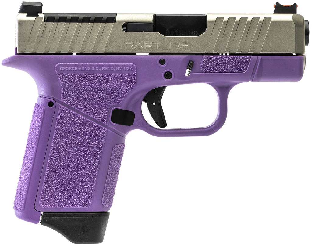GFORCE ARMS GF932512PUN RAPTURE  SUB-COMPACT FRAME 9MM LUGER 12+1 3.25" BLACK STEEL BARREL, NICKEL STEEL OPTIC CUT/SERRATED SLIDE, PURPLE CERAKOTE POLYMER FRAME, SHIELD RMSC/RMR FOOTPRINT