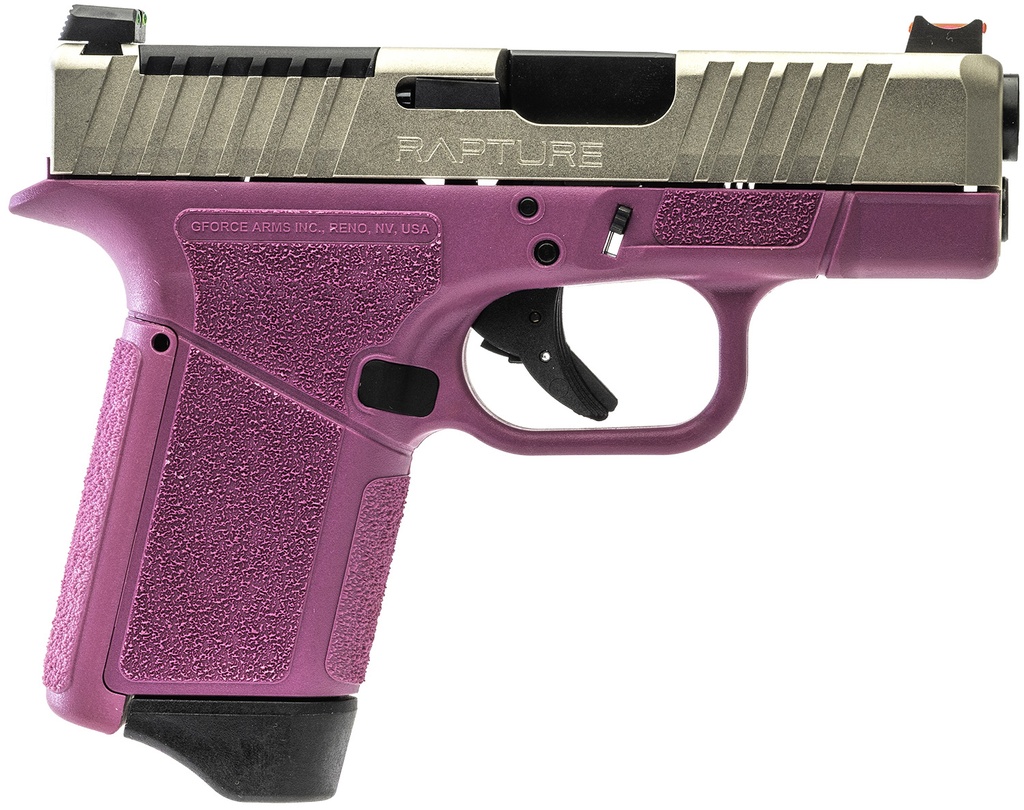 GFORCE ARMS GF932512PIN RAPTURE  SUB-COMPACT FRAME 9MM LUGER 12+1 3.25" BLACK STEEL BARREL, NICKEL STEEL OPTIC CUT/SERRATED SLIDE, PINK CERAKOTE POLYMER FRAME, SHIELD RMSC/RMR FOOTPRINT