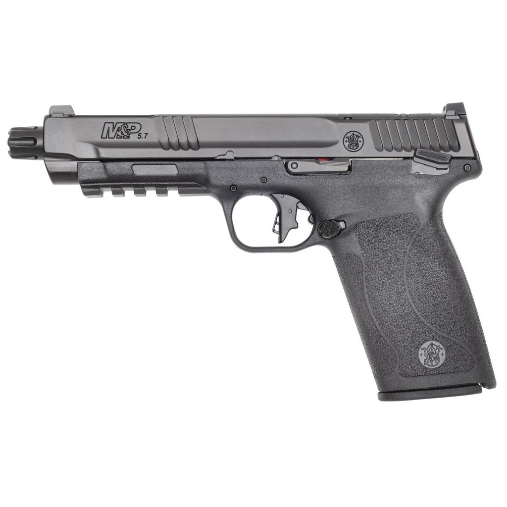 SMITH & WESSON 14093 M&P 5.7 FULL SIZE FRAME 5.7X28MM 10+1 5" BLACK ARMORNITE, BLACK OPTIC READY/SERRATED STAINLESS STEEL SLIDE, BLACK POLYMER FRAME W/PICATINNY RAIL, POLYMER GRIP