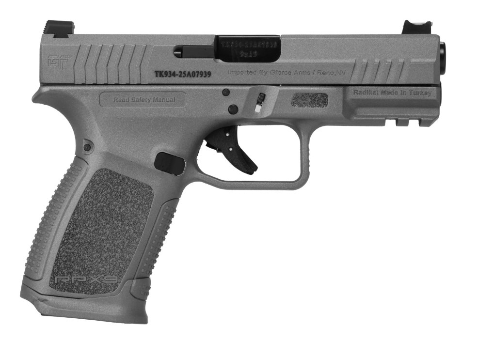 GFORCE ARMS GFRPX3C9TG EXODUS  9MM LUGER 15+1 4.02" BLACK STEEL BARREL, TACTICAL GRAY CERAKOTE SERRATED STEEL SLIDE, TACTICAL GRAY POLYMER FRAME W/ACCESSORY RAIL, TEXTURED GRIP