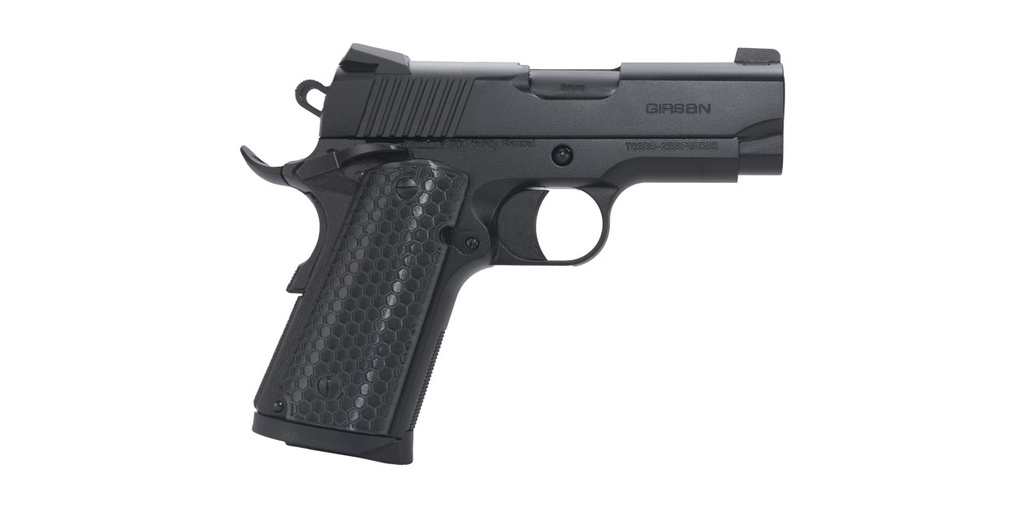GIRSAN 392065 MC1911 SC UNTOUCHABLE SUB-COMPACT FRAME 9MM LUGER 7+1 3.40" BLACK STEEL BARREL, BLACK SERRATED STEEL SLIDE & FRAME W/BEAVERTAIL, BLACK POLYMER GRIP