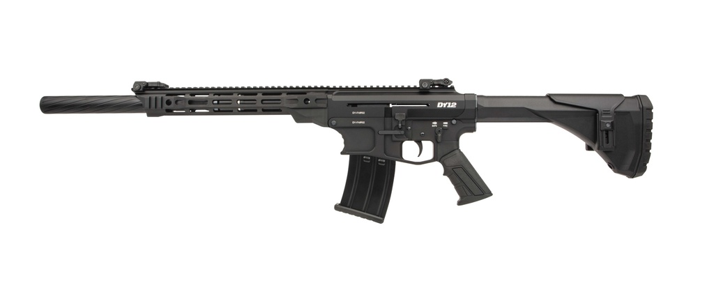 DERYA FIREARMS DY1220US NAMLU DY12 12 GAUGE SEMI-AUTO 3" 5+1 20" BLACK MELOTINE THREADED BARREL, BLACK ANODIZED ALUMINUM RECEIVER W/PICATINNY RAIL, BLACK ADJUSTABLE POLYMER STOCK & PISTOL GRIP