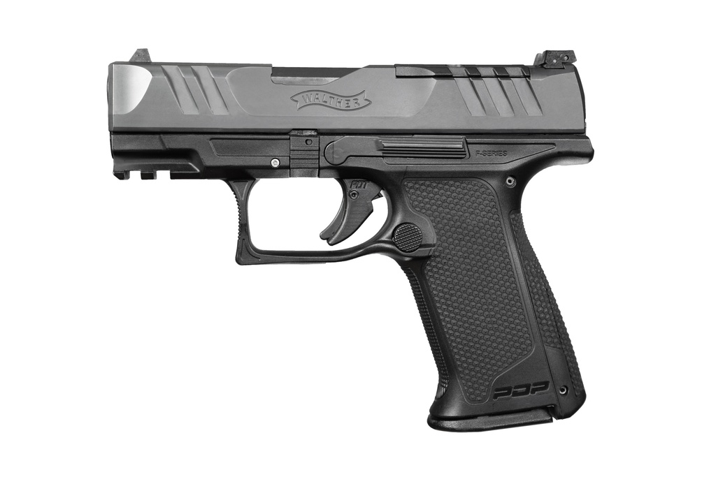 WALTHER ARMS 2871823 PDP F-SERIES 9MM LUGER 10+1 3.50" BLACK STEEL BARREL, BLACK OPTIC READY/SERRATED SLIDE, BLACK POLYMER FRAME W/PICATINNY RAIL, BLACK PERFORMANCE DUTY TEXTURE GRIPS, AMBIDEXTROUS