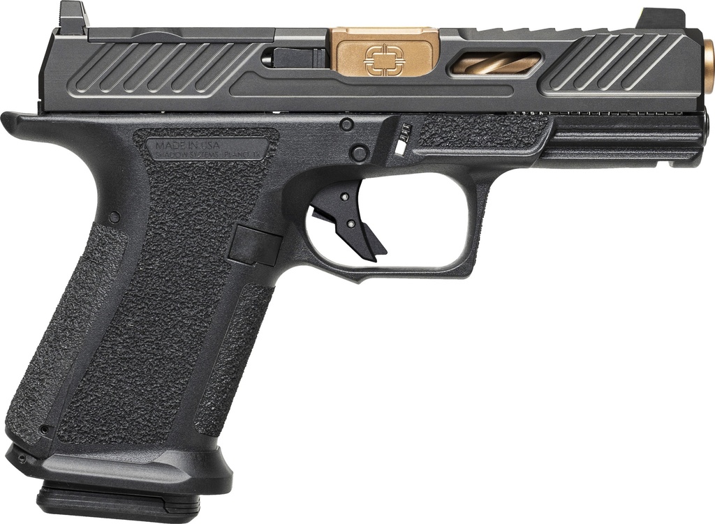 SHADOW SYSTEMS SS1039CA MR920 ELITE 9MM 10+1 BRONZE TICN BLACK NITRIDE OPTIC CUT/SERRATED/WINDOW CUT STAINLESS STEEL SLIDE BLACK BLACK INTERCHANGEABLE BACKSTRAP GRIP *CA COMPLIANT