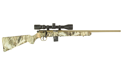 SAVAGE ARMS 90757 93 XP 22 WMR 10+1 21" COYOTE TAN CERAKOTE BUTTON-RIFLED BARREL & DRILLED & TAPPED STEEL RECEIVER, BRUSH CAMOUFLAGE FIXED SYNTHETIC STOCK, WEAVER 3-9X40MM