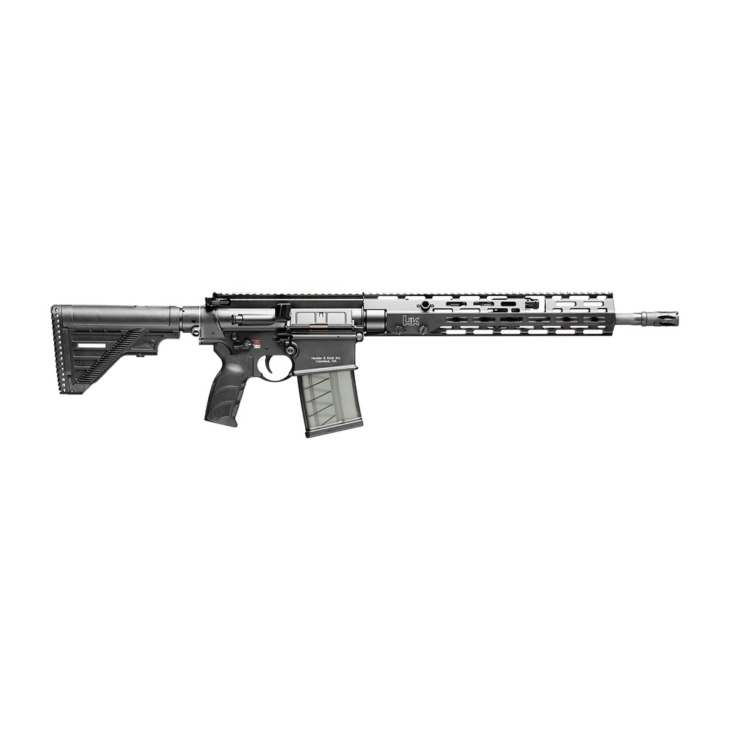 HK 81000829 MR762 A4 7.62X51MM 20+1 16.50" BLACK THREADED BARREL, BLACK PICATINNY RAIL, M-LOK HANDGUARD, 6 POSITION BLACK SYNTHETIC STOCK, BLACK FINGER GROOVED GRIP, AMBIDEXTROUS