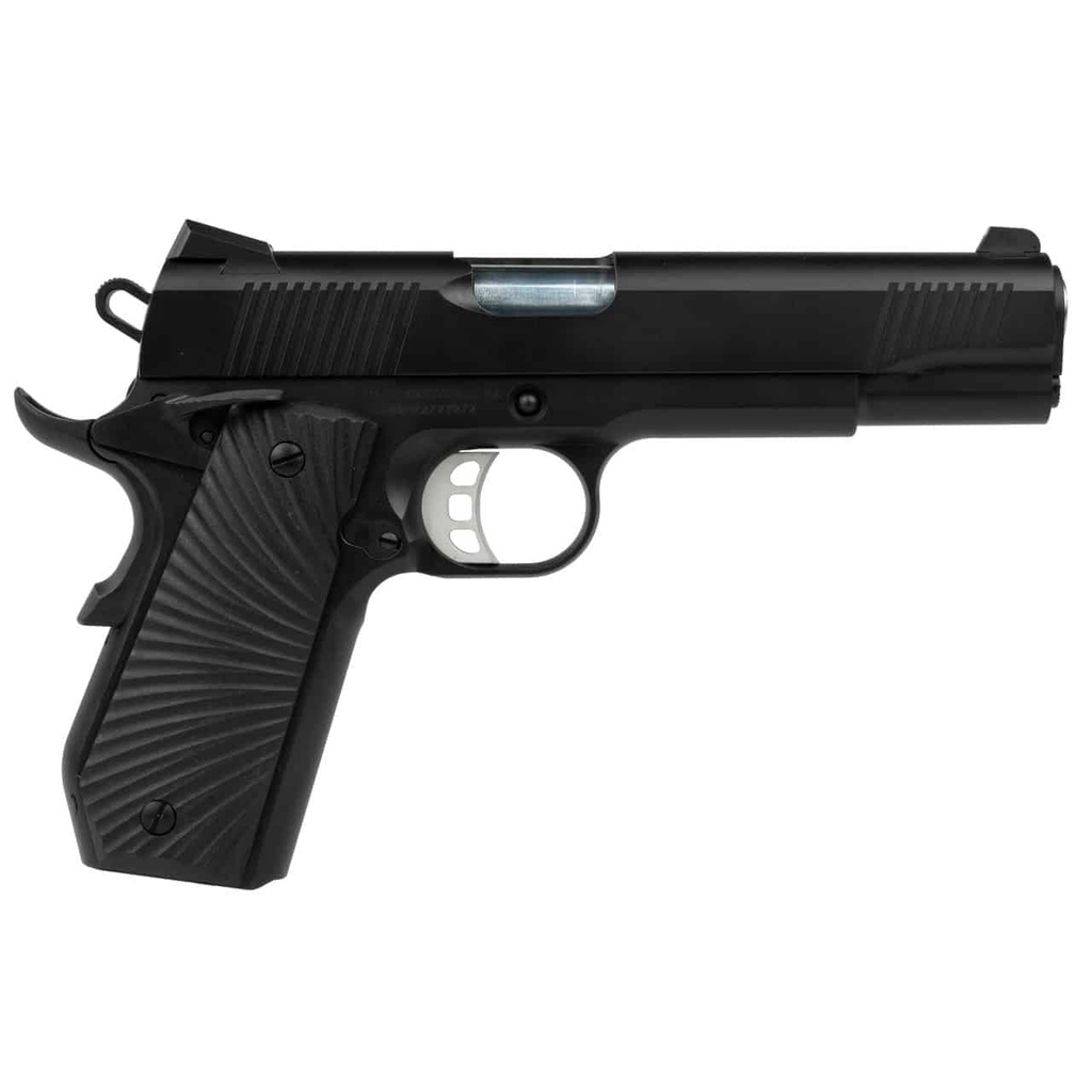 TISAS 10100502 1911 DUTY CARRY 45 ACP 8+1 5" STAINLESS STEEL BARREL, BLACK CERAKOTE SERRATED SLIDE, BLACK CERAKOTE STEEL FRAME W/BEAVERTAIL BLACK SUNBURST G10 GRIPS