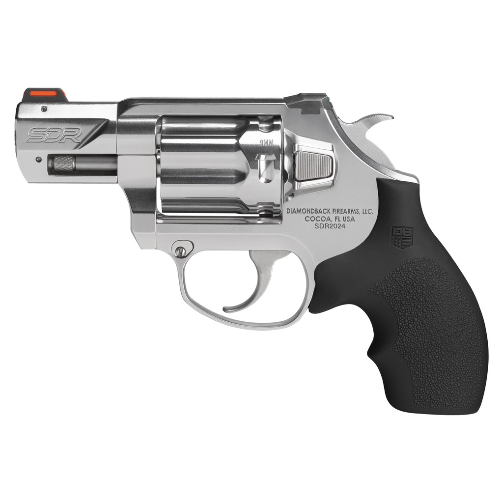 DIAMONDBACK DB0700P701 SDR  SMALL 9MM LUGER +P 6 SHOT 2" POLISHED STAINLESS STEEL BARREL & FRAME, STAINLESS STEEL CYLINDER, BLACK HOGUE RUBBER GRIP, EXPOSED HAMMER